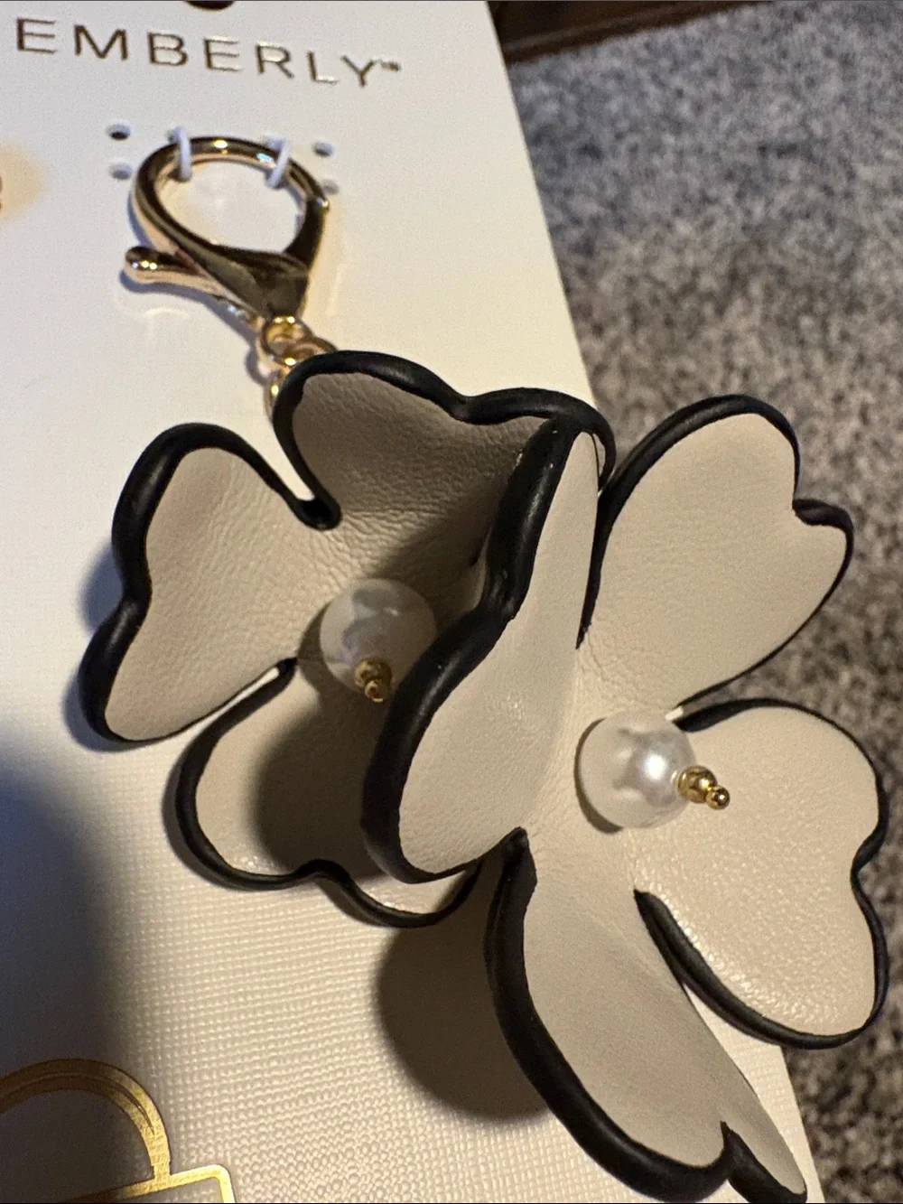 Kohl's Emberly Cream Floral Key & Bag Charm with Gold Hardware
